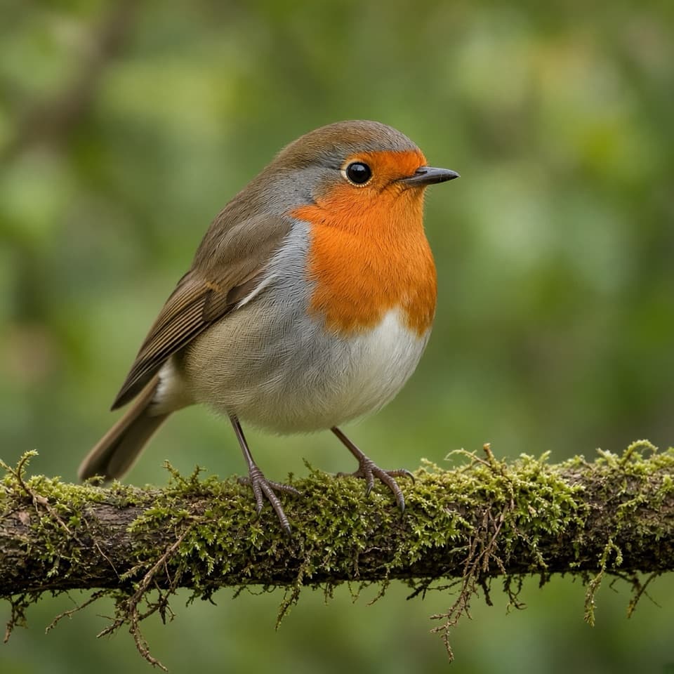 A robin on a branch, used as a schematic for Vision Transformer token merging.